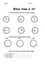 English Worksheet: What time is it?