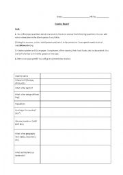 English Worksheet: Country Report