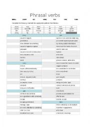 English Worksheet: Phrasal verbs - bring - carry - get - make - put - take - turn