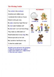 English Worksheet: MISSING COOKIE (a short illustrated poem)