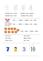 English Worksheet: numbers 0-10