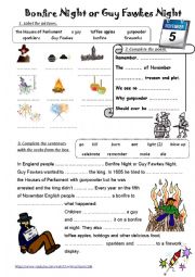 English Worksheet: This is Britain - Bonfire Night video-based activity