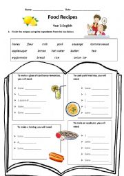 English Worksheet: Food Recipes