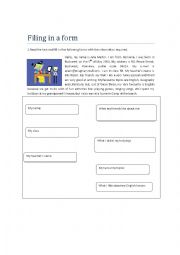 English Worksheet: Personal Information : Filling in a form