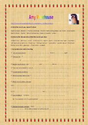 English Worksheet: Listening comprehension : Amy Winehouse