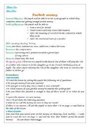 English Worksheet: Pocket Money lesson four module 1 for 9th