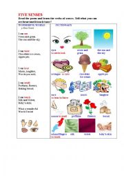 English Worksheet: WONDERFUL WORLD (a short illustrated poem about senses)