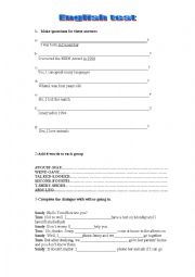 English Worksheet: English Test