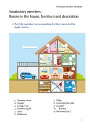 English Worksheet: The house : Rooms and objects