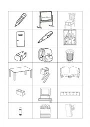 School objects - bingo