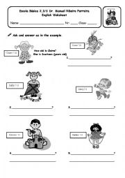 English Worksheet: Age: She/He