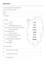 English Worksheet: WH questions