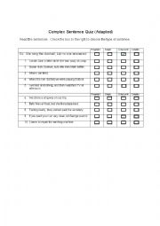 English Worksheet: Quiz or Worksheet over Sentence Types