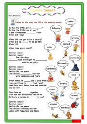 English Worksheet: Sunrise, sunset