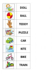 English Worksheet: toys small cards