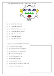 English Worksheet: Body parts