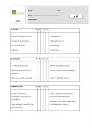 English Worksheet: Evaluation oral practice