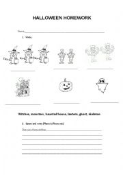 English Worksheet: Halloween homework