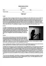 English Worksheet: Dracula reading