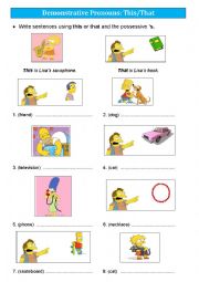 English Worksheet: Demonstrative Pronouns (Singular)