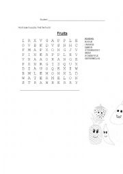 English Worksheet: Fruits: word search puzzle