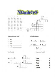 English Worksheet: Numbers Worksheet  (1to 5)