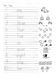 English Worksheet: Trace numbers