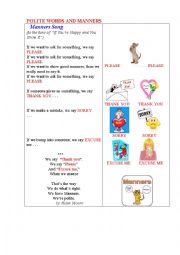 English Worksheet: POLITE WORDS AND MANNERS (2 illustrated poems)