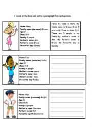 English Worksheet: Writing Activity for Young Learners