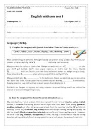 English Worksheet: Midterm test 1 9th form