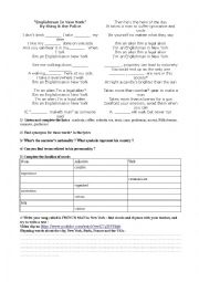 English Worksheet: an English man in New York