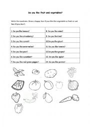 English Worksheet: Fruit and vegetables.