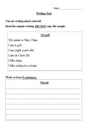 English Worksheet: Myself