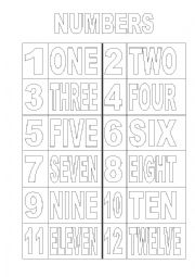 English Worksheet: colour the numbers