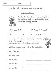 English Worksheet: Alphabet tasks