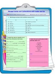 English Worksheet: MAKE or DO