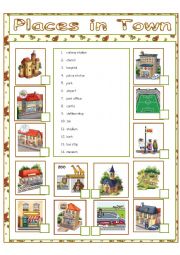 English Worksheet: Places in Town