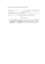 English Worksheet: Listening Activity