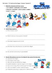 English Worksheet: The Smurfs - S01E07