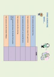 English Worksheet: Find someone who