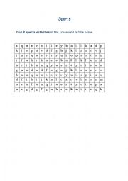 English Worksheet: Sports Crossword Puzzle