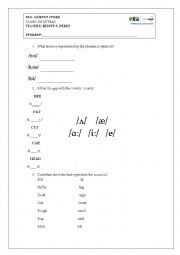English Worksheet: test about vowels sounds
