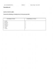 English Worksheet: WORD SRAMBLE