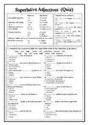 English Worksheet: Superlative Adjectives (Quiz)