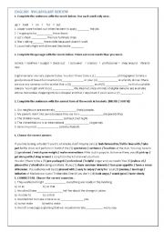 English Worksheet: english vocabulary review