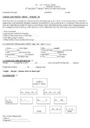 English Worksheet: 6th grade 1st term 1st written exam 