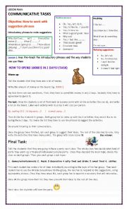 English Worksheet: Communicative Tasks: How to make suggestions 