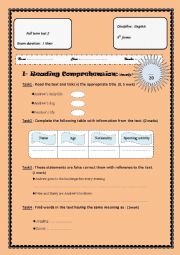 English Worksheet: Full term test 2 for 8th forms