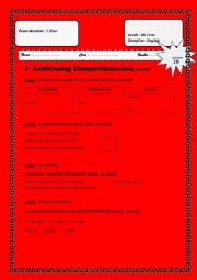 English Worksheet: 2nd mid term test for 8th forms