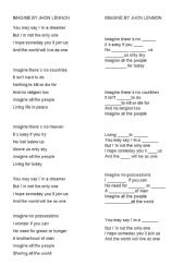 English Worksheet: Imagine By John Lennon